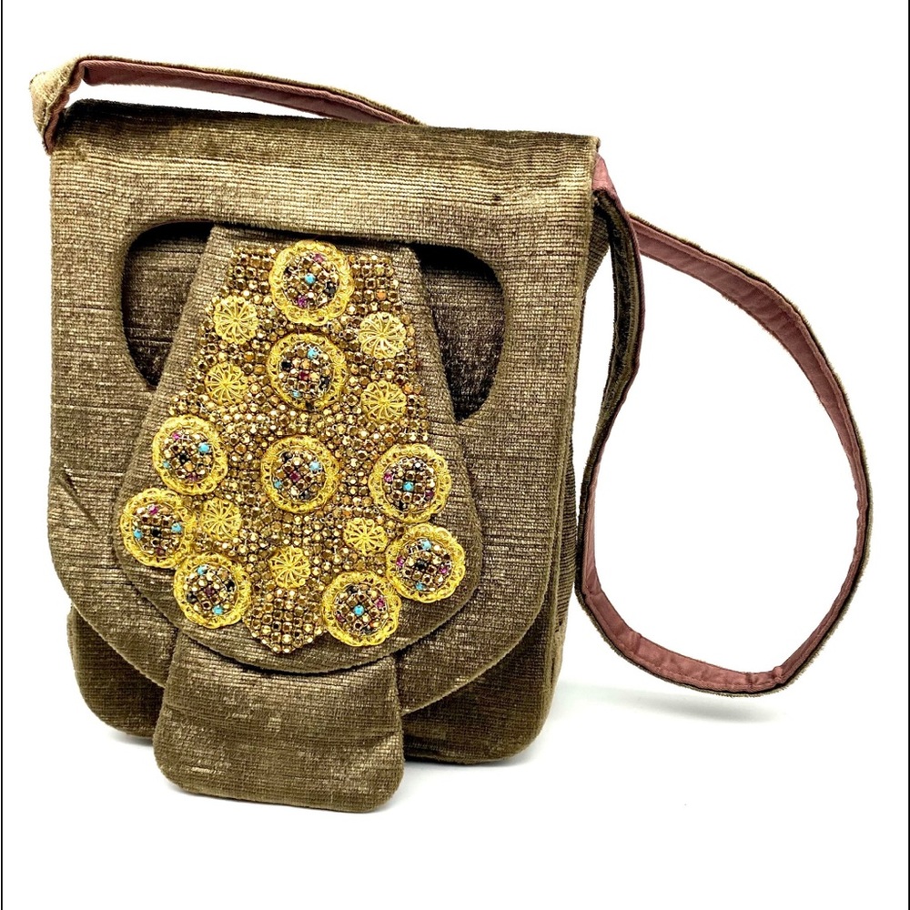 Vintage 1940s bejeweled Silk Handbag